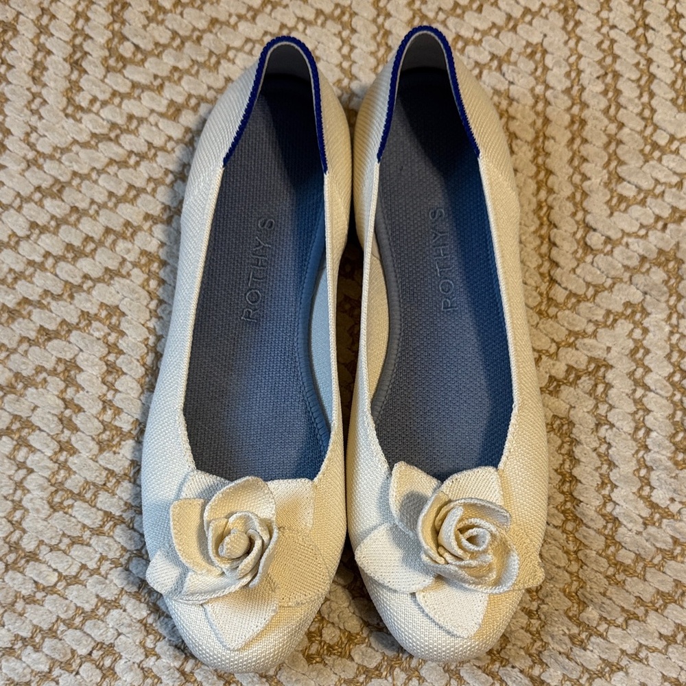 Rothy's Cream Flats with Floral Detail